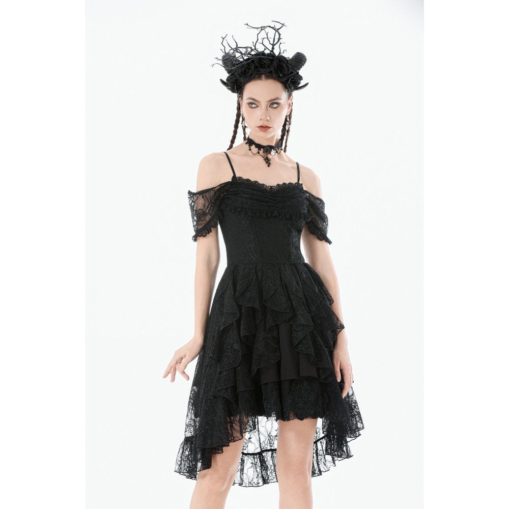 Dark in Love Romantic Gothic Lace-Layered High-Low Dress