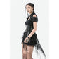 Dark in Love Draven Layered Mesh and Faux Leather Waist Cincher Skirt