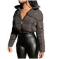 Vireous Women's Cropped High Waist Puffer Jacket