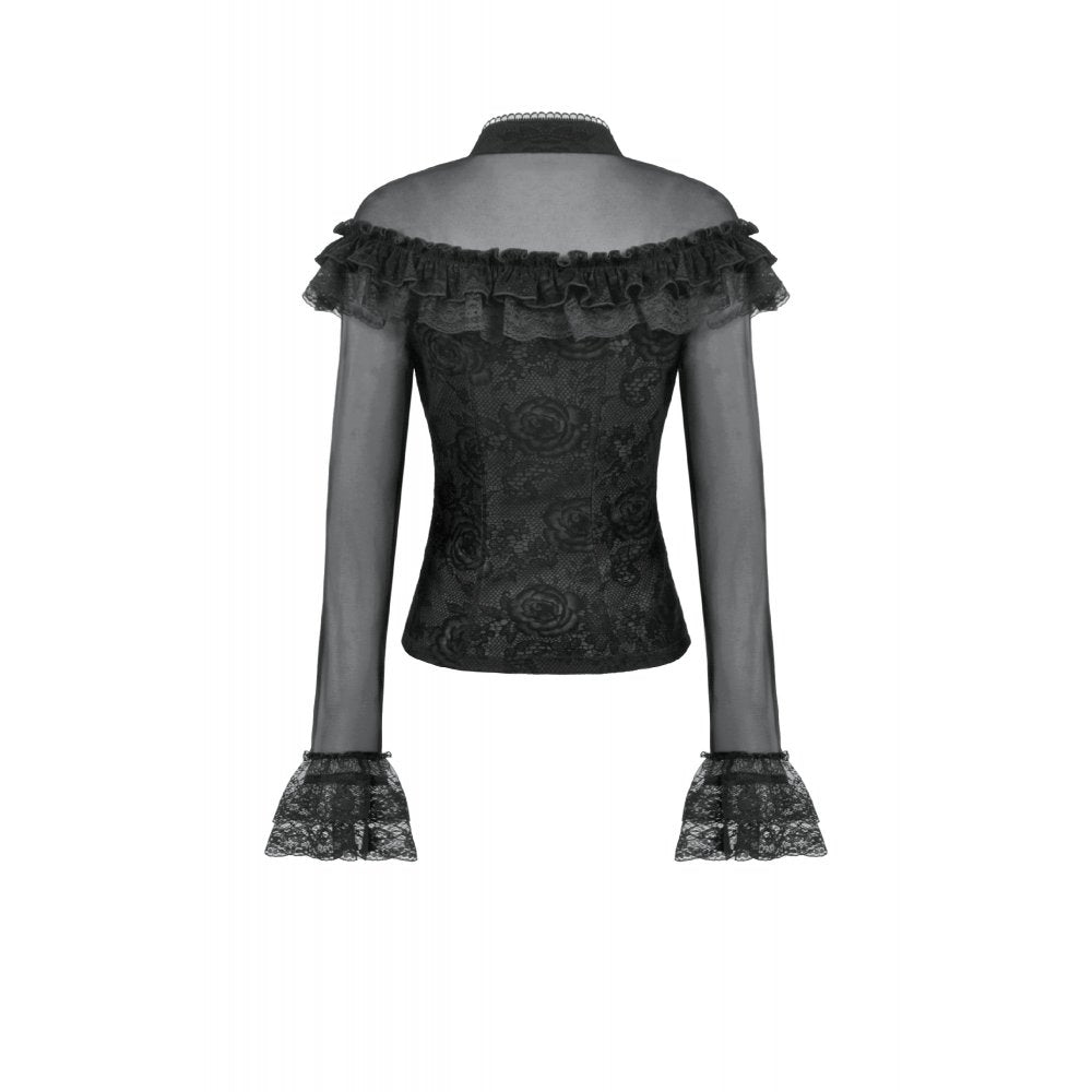 Dark in Love Seraphina Gothic Blouse, Layered Lace Cuffs