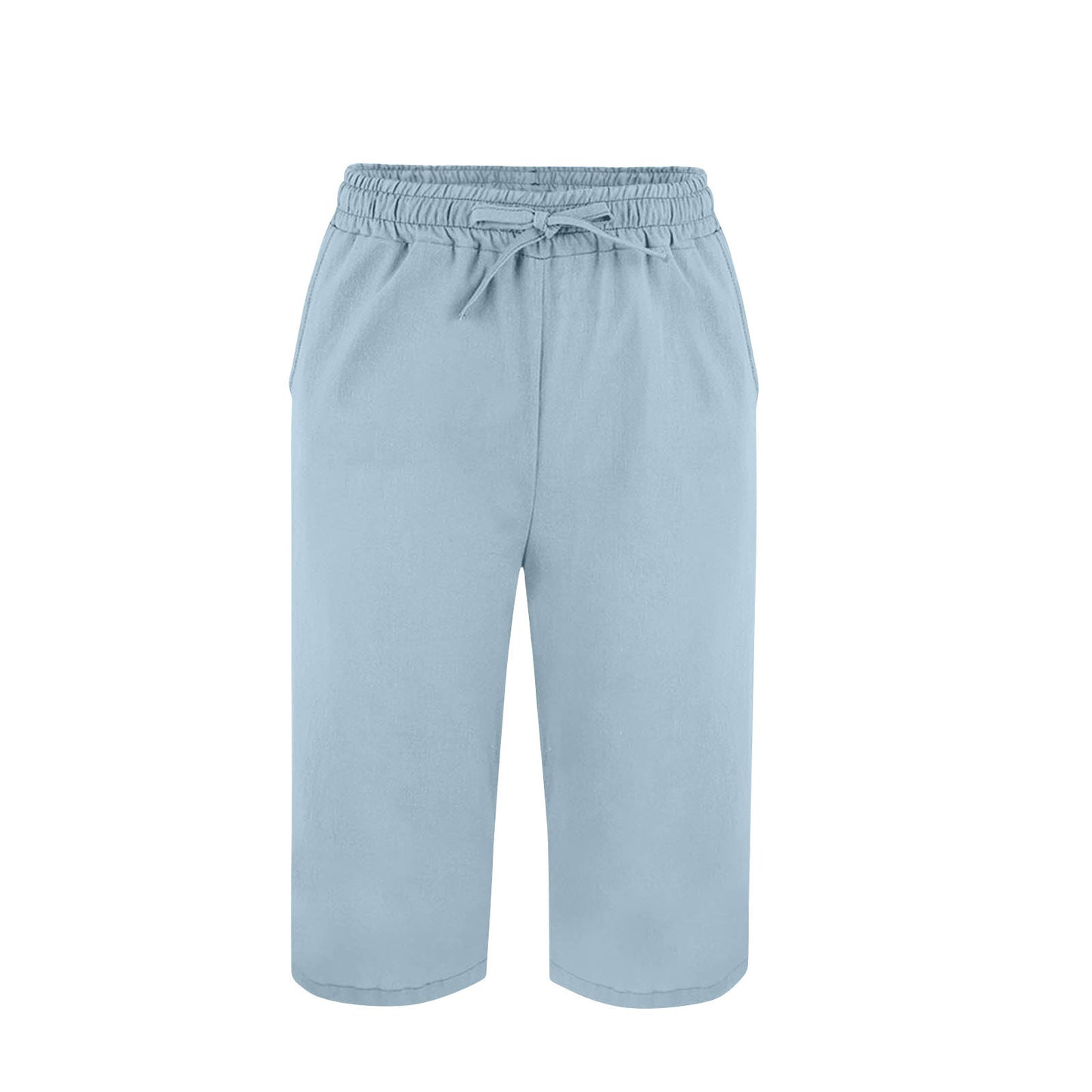 Women's Split Mid-Length Capri Shorts, Summer Casual Elastic Waist, Plus Sizes