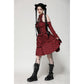 Dark in Love Rosalind Black and Red Tartan Cold Shoulder Halter Neck Dress