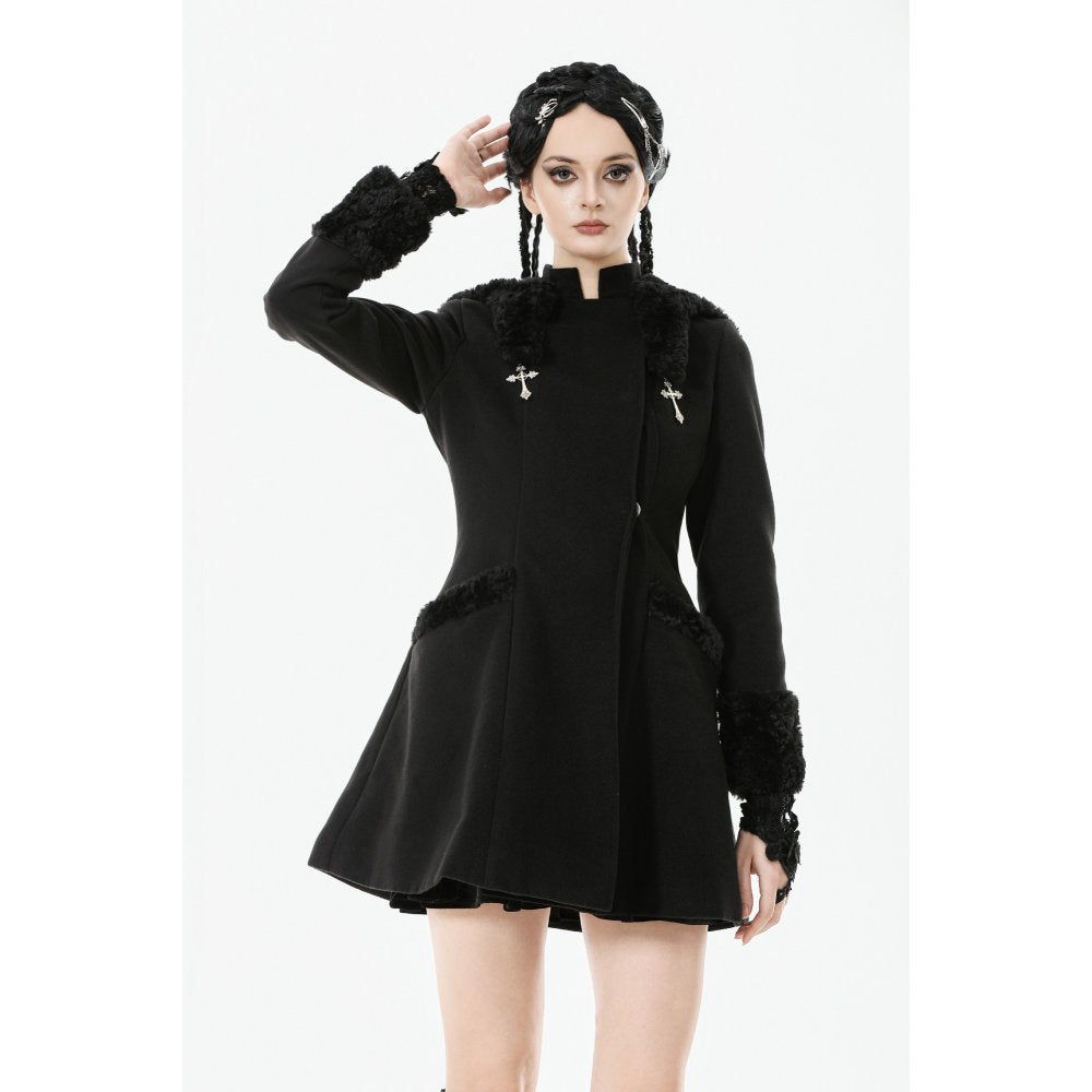 Dark in Love Cat-Ear Faux Fur-Trim Gothic Hooded Coat