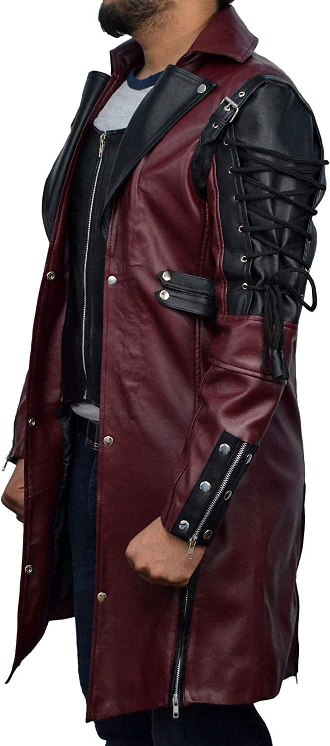 Medieval Punk Goth Hipster-Style Leather Coat, Plus Sizes