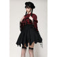 Dark in Love Vampiretta Red Distressed-Effect Frilly Blouse