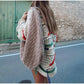 Women's Colour Matching Round Neck Tassel Sweater