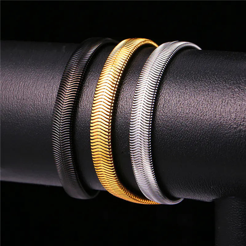 Titanium Steel Chain Bracelet, Gold or Silver Plated