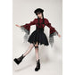Dark in Love Vampiretta Red Distressed-Effect Frilly Blouse
