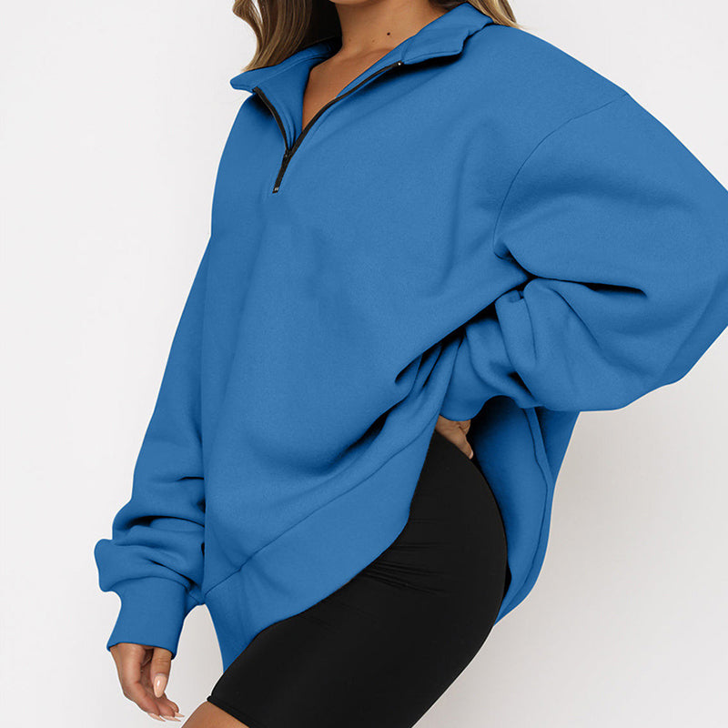 Vireous Turndown Collar Women's Sweatshirt Many Block Colours