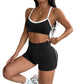 Sports Yoga Crop Top and Shorts Two-Piece Set in Black