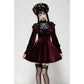Dark in Love Verity Burgundy Velvet Dress with Black Gothic Lace