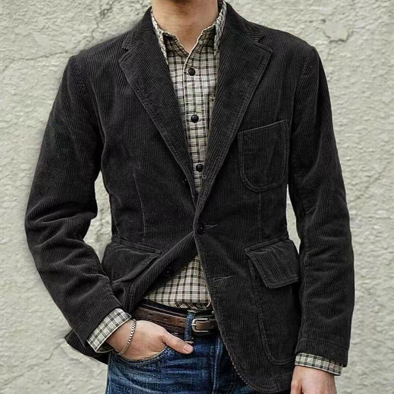 Men's Classic Warm Corduroy Jacket and Waistcoat