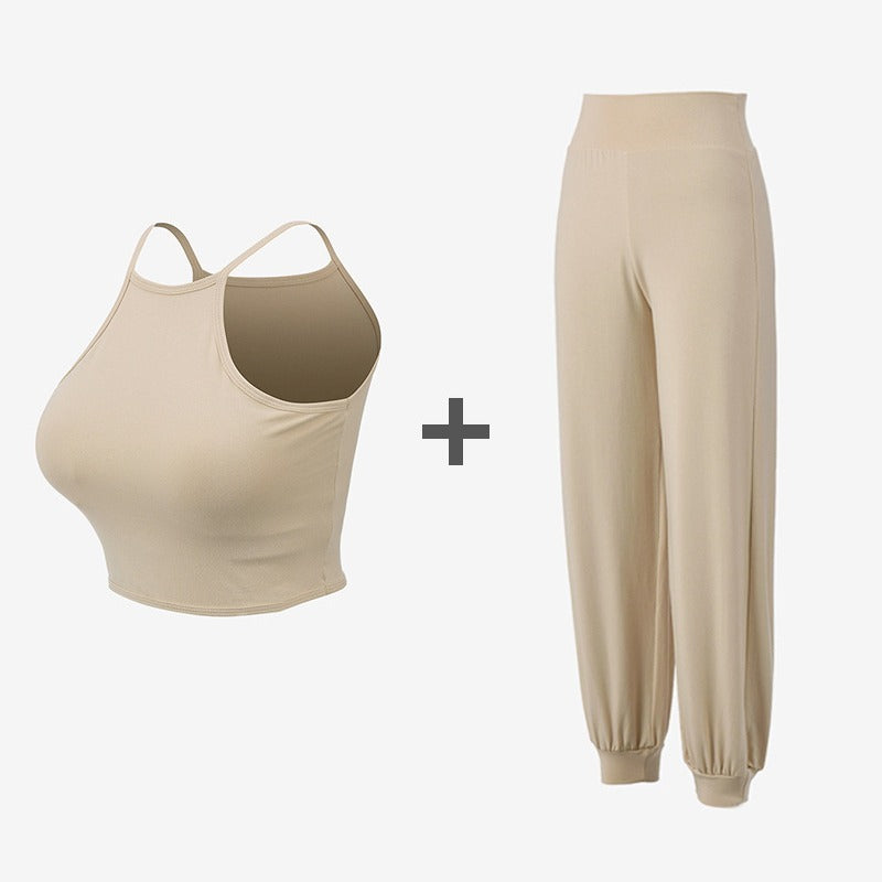 Workout Camisole Loose-Fit Casual Ankle-Banded Trouser Suit, Spring and Summer Collection