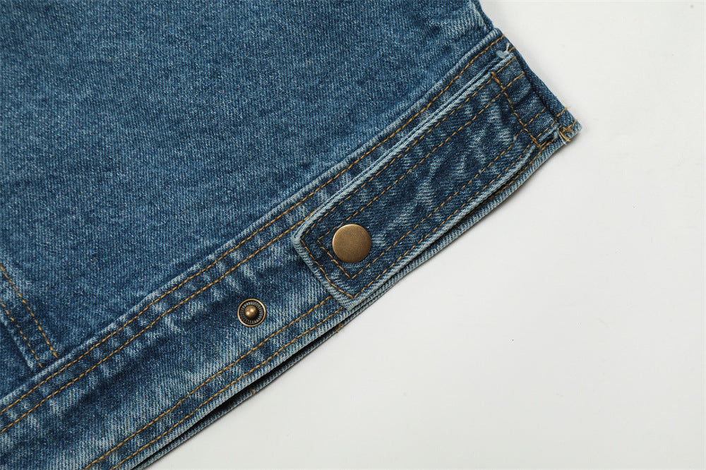 Punk Old Wash Denim Unisex Short Coat