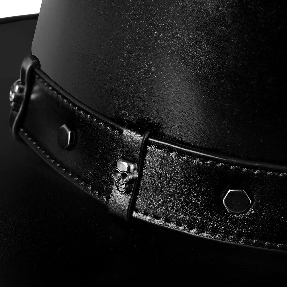 Leather Gentleman's Top Hat, Punk Party Stage Performance Wear