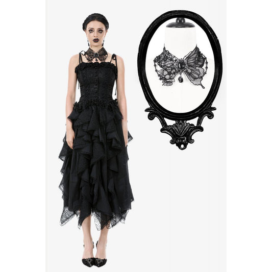 Dark in Love Lysandra Butterfly Lace Beaded Collar Necklace