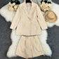 Vireous Long-Sleeve Jacket and Shorts Suit, Summer Business Suit