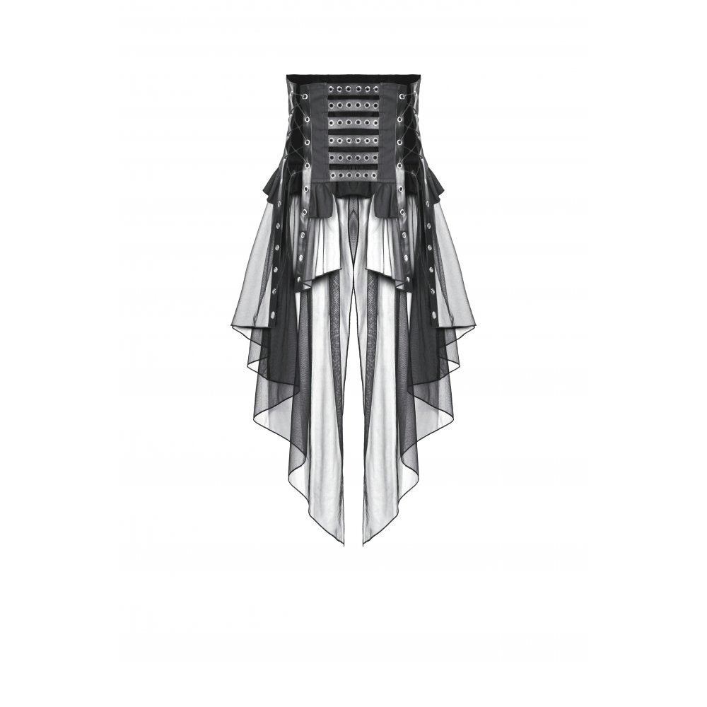 Dark in Love Draven Layered Mesh and Faux Leather Waist Cincher Skirt