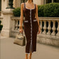 Vest-Style Dress, Multi-Buckle Slit Long Knitted Dress