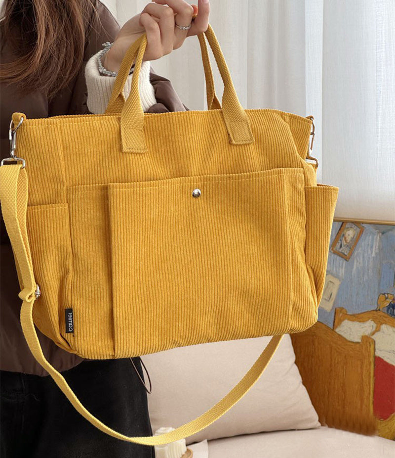 Thick Corduroy Cross Body Handbag