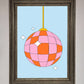 Disco Ball Pink Framed Poster