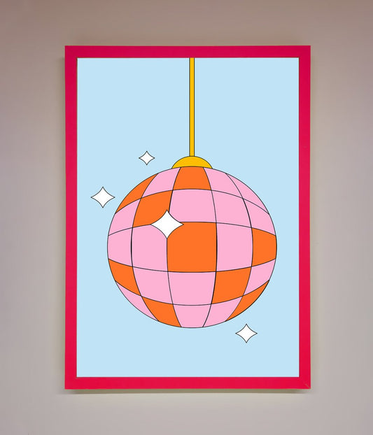 Disco Ball Pink Framed Poster