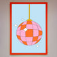 Disco Ball Pink Framed Poster