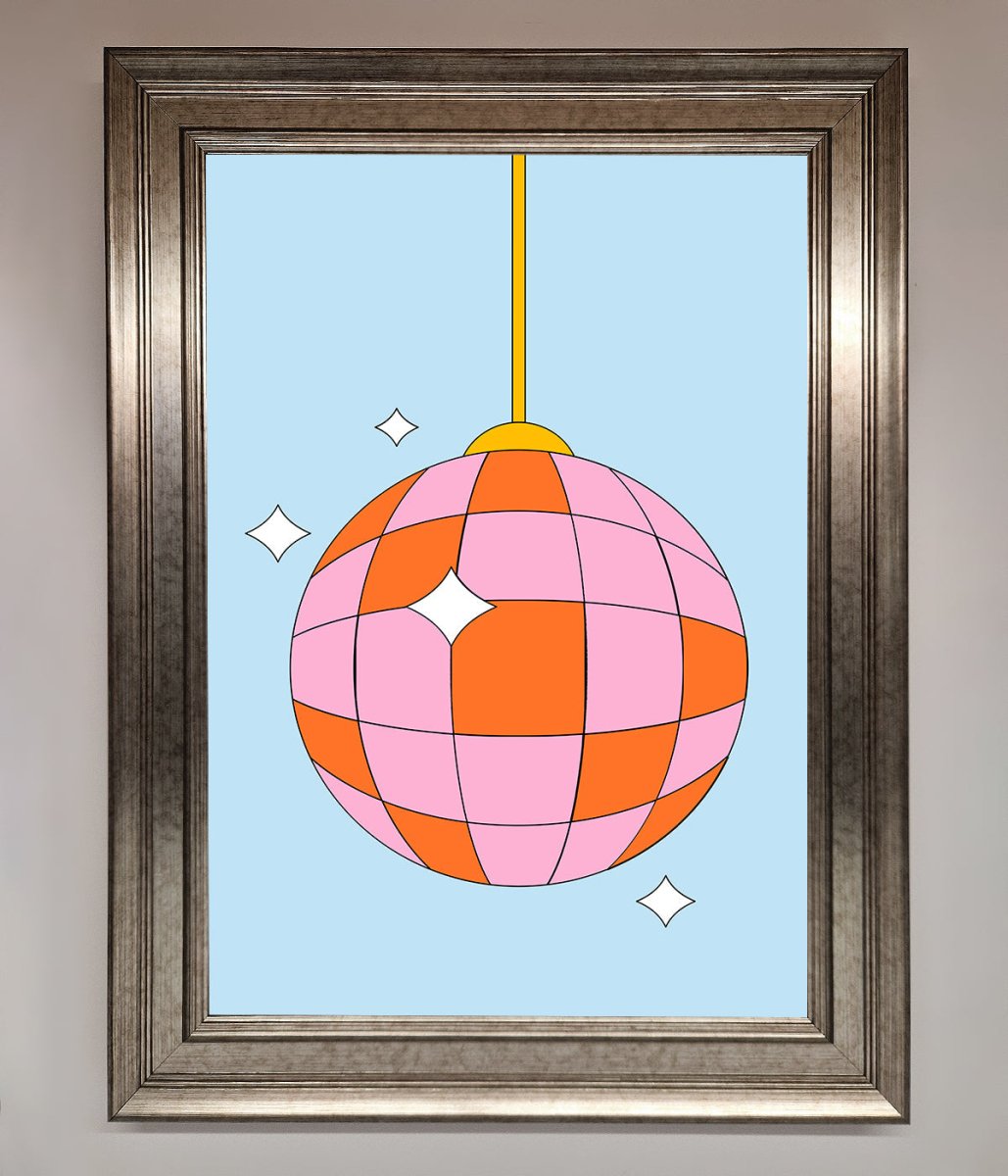 Disco Ball Pink Framed Poster