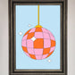 Disco Ball Pink Framed Poster
