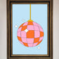 Disco Ball Pink Framed Poster