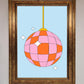 Disco Ball Pink Framed Poster