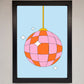 Disco Ball Pink Framed Poster