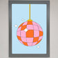 Disco Ball Pink Framed Poster