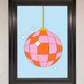 Disco Ball Pink Framed Poster