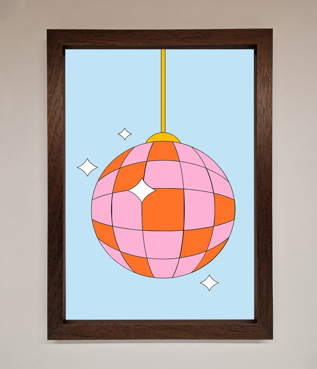 Disco Ball Pink Framed Poster