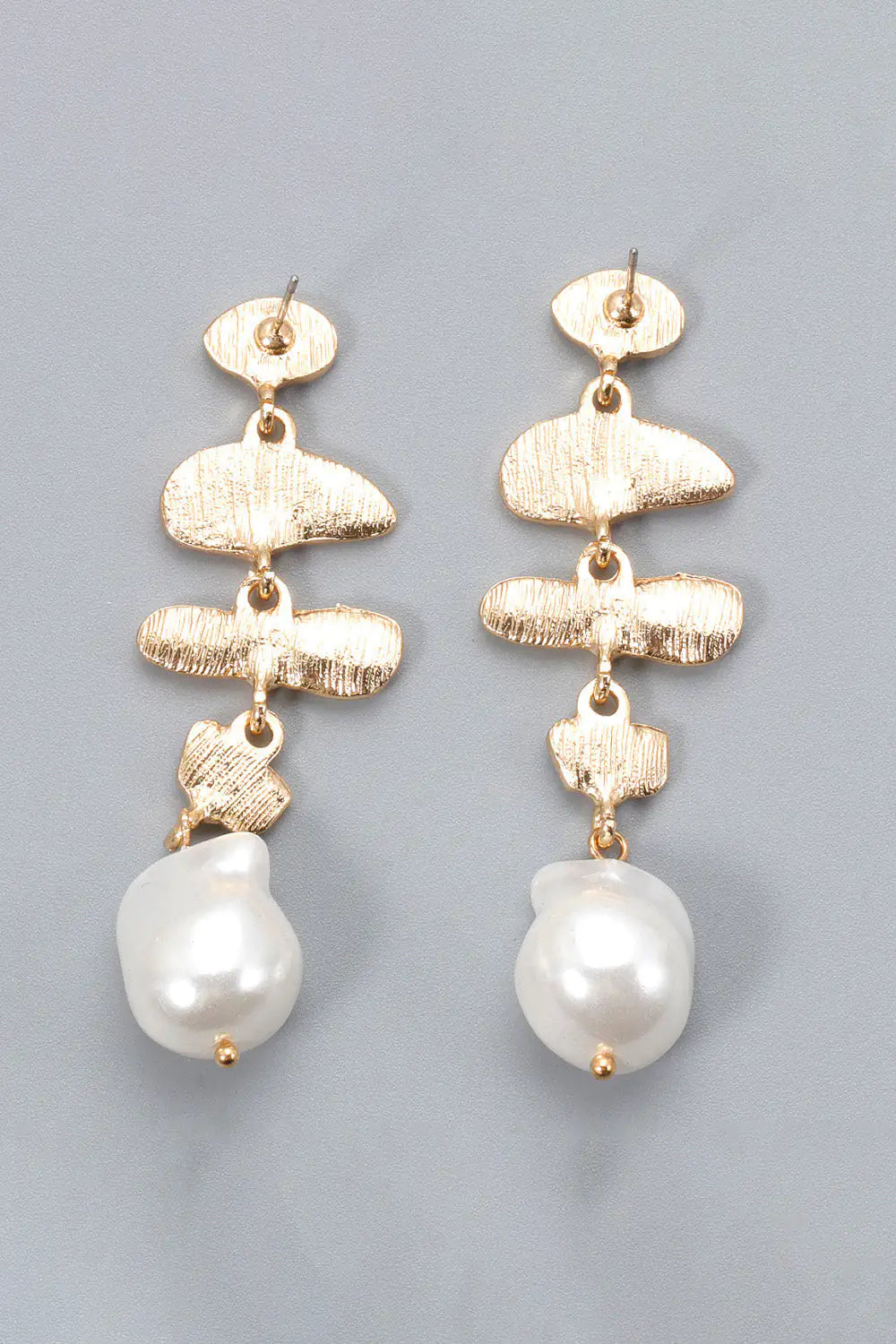 Abnormal Shape Zinc Alloy Pearl Dangle Earrings