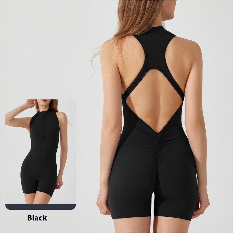 Brocade Brushed Sports Yoga Hip-Lifting Jumpsuit