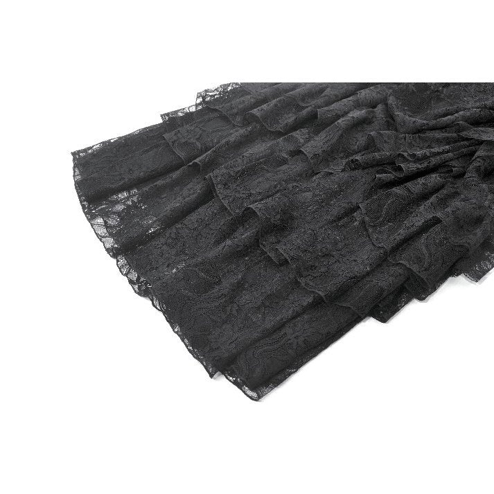 Dark in Love Vintage Gothic Lace-Layered Maxi Skirt