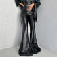 Leather Stitched Tight 1970s Style Ultra-Flared Pants