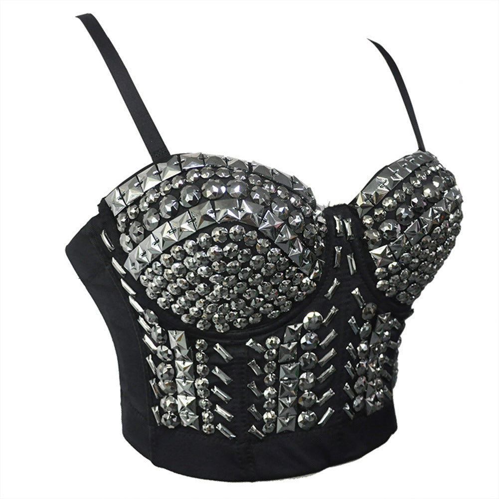 Sequin Beaded Bra, Singer Dancer Performer Costume Punk Style