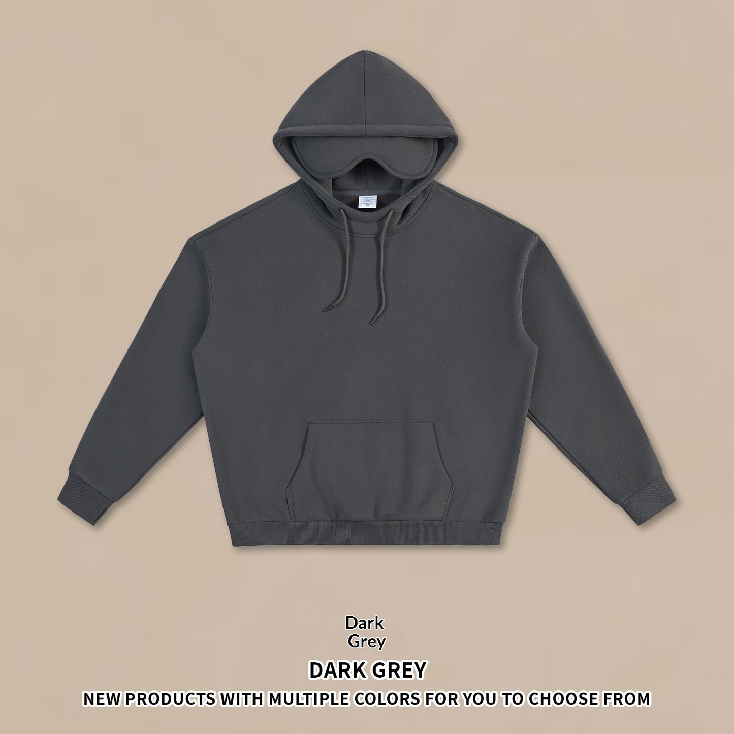 Vireous Fleece-Lined Unisex Travel Hoodie with Integral Eye-Mask