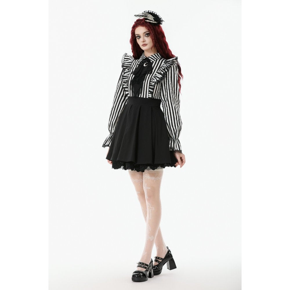 Dark in Love Striped Ruffle Victorian-Inspired Lolita Dress
