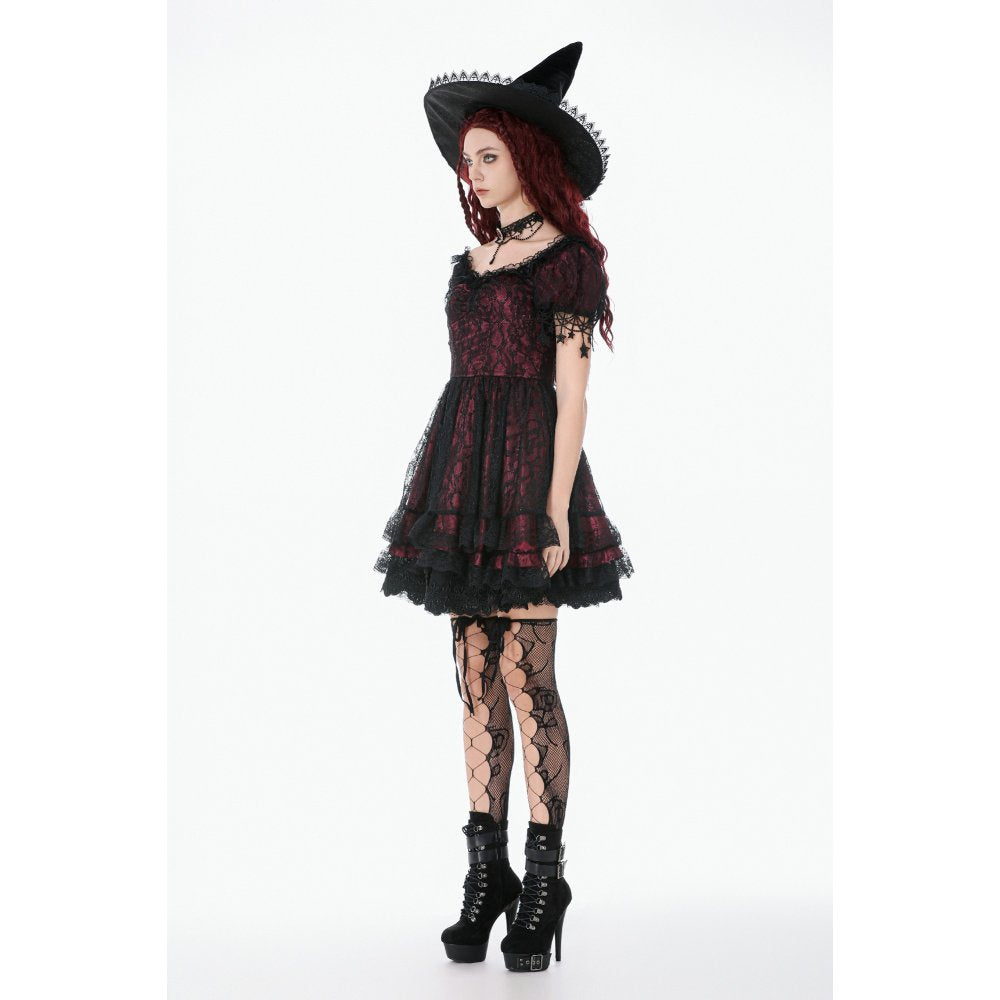 Dark in Love Red Black Lace Princess Dress