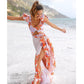Vireous Ruffle One-Piece Swimsuit with Matching Lightweight Maxi Dress