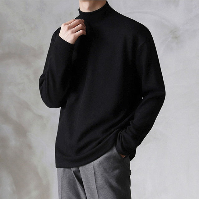 Classic Velvet Turtleneck Men's Loose Fit Sweater