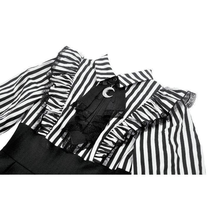 Dark in Love Striped Ruffle Victorian-Inspired Lolita Dress