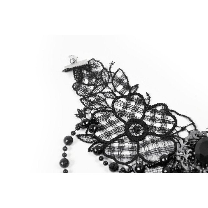 Dark in Love Lysandra Butterfly Lace Beaded Collar Necklace
