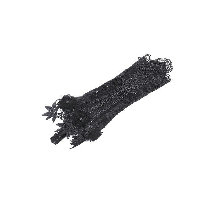 Dark in Love Ottilie Gothic Embellished Lace Fingerless Gloves