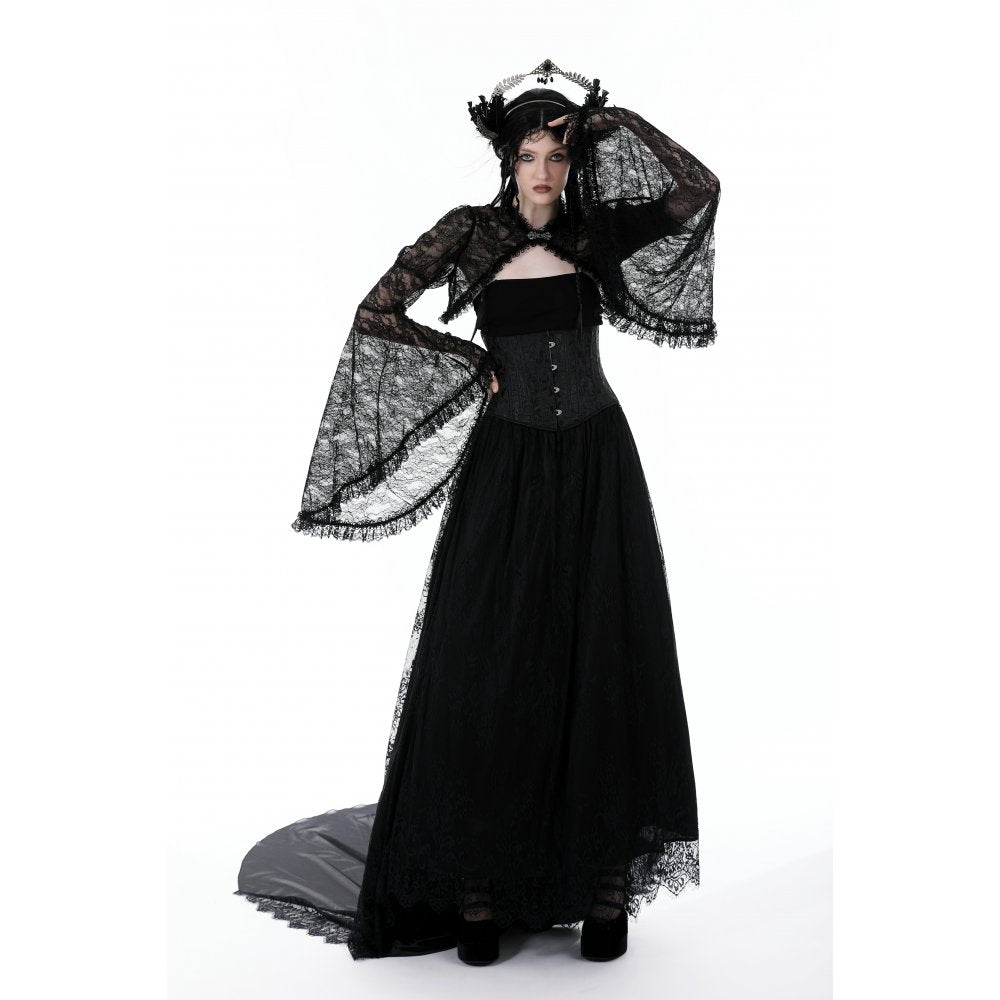 Dark in Love Belladonna Lace-Bell Sleeve Goth Shrug
