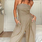 Loose Tube-Top Jumpsuit, Fashion Backless Rompers, Wide-Leg Long Pants